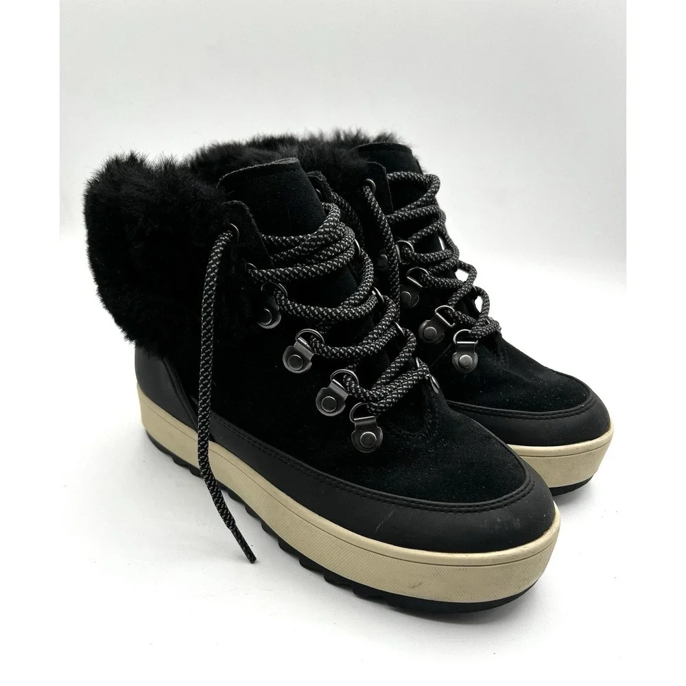Koolaburra by Ugg Tynlee Boots Women Size 5 Black Suede Ankle Snow‎